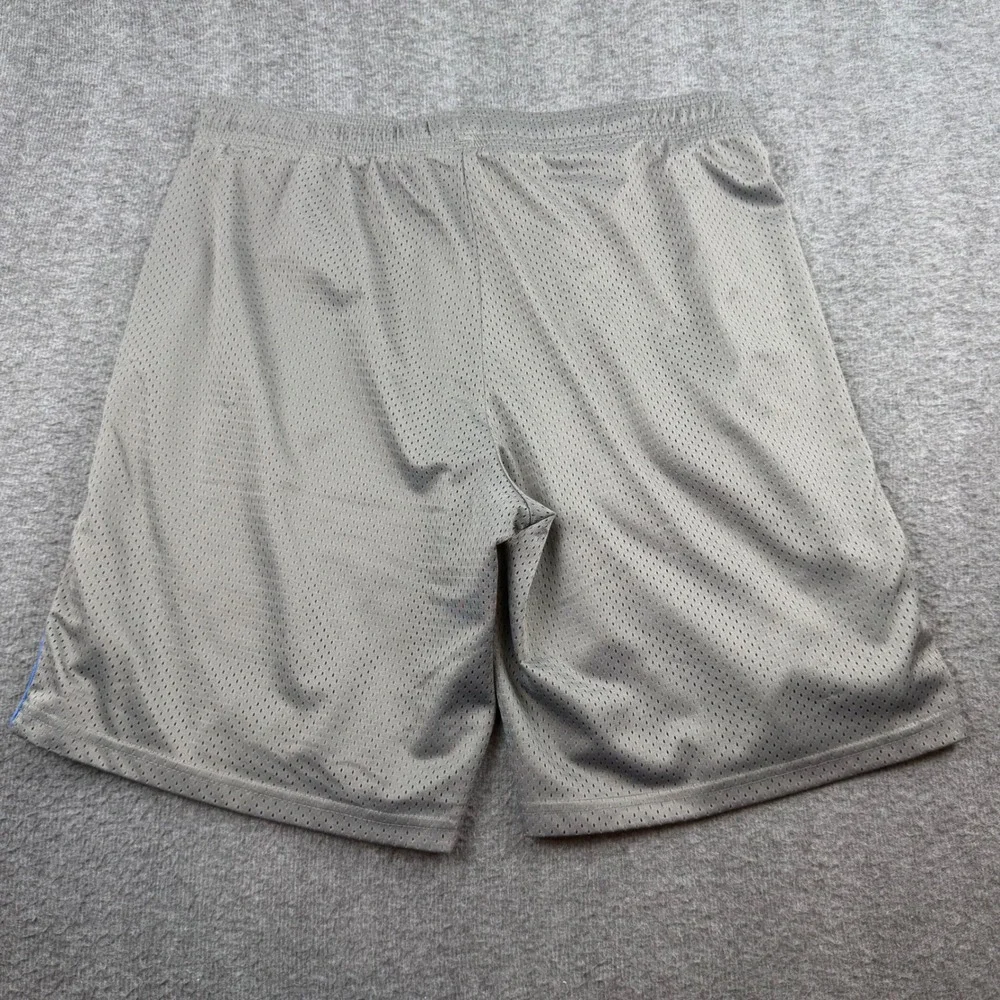Reebok Mesh Athletic Shorts Men's L Grey Blue Piping Drawstring Gym Workout‎